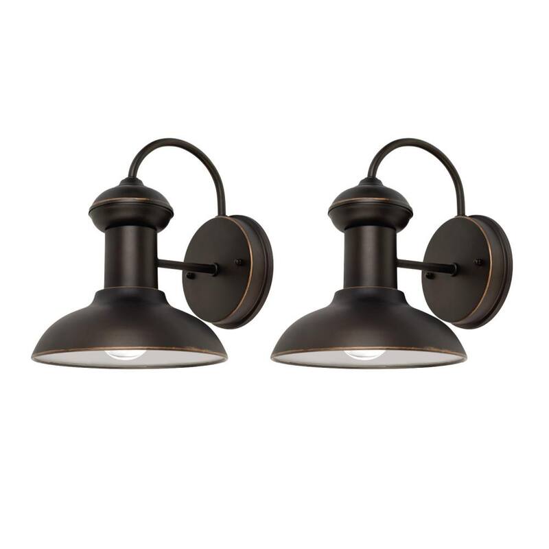 Globo Eléctrico Jamenson, Aplique de Pared Farmhouse de Interior/Exterior de Bronce Aceitado con 1 Luz (Paquete de 2) - 44305