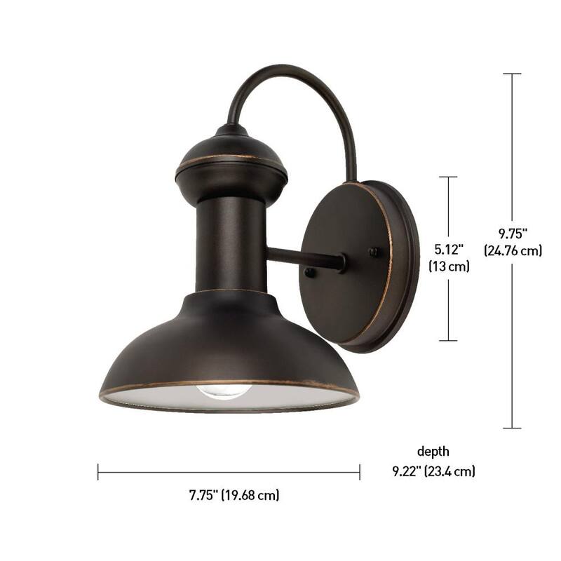 Globo Eléctrico Jamenson, Aplique de Pared Farmhouse de Interior/Exterior de Bronce Aceitado con 1 Luz (Paquete de 2) - 44305