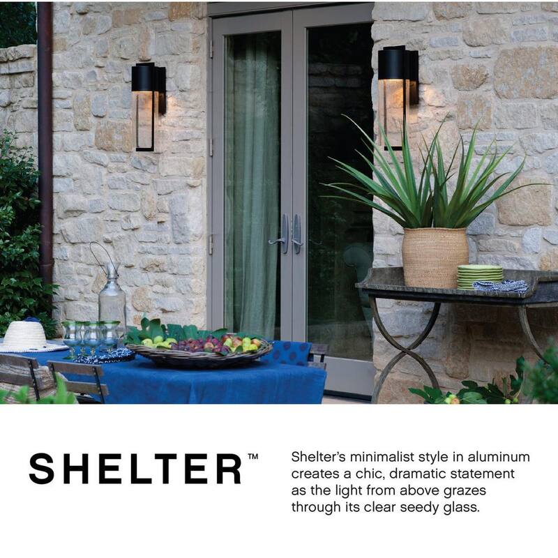 Refugio Hinkley Shelter Linterna montada en pared LED extra pequeña para exteriores, color negro - 1326BK-LL