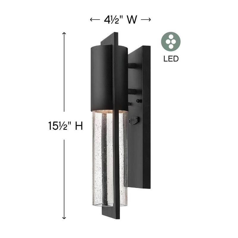 Refugio Hinkley Shelter Linterna montada en pared LED extra pequeña para exteriores, color negro - 1326BK-LL