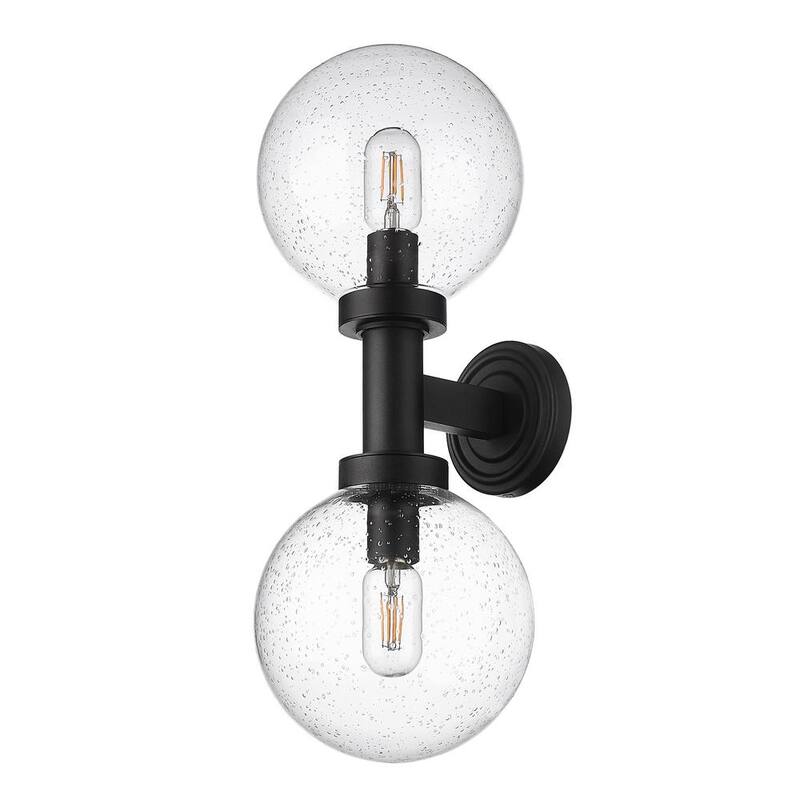 Aplique Laurent 2-Light Negro, Lámpara de Pared Exterior con Cableado Duro Sin Marca - 599M2-BK