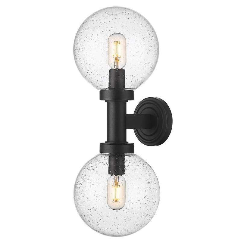 Aplique Laurent 2-Light Negro, Lámpara de Pared Exterior con Cableado Duro Sin Marca - 599M2-BK
