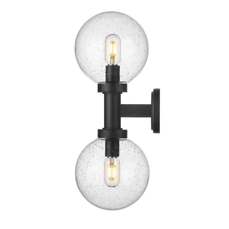 Aplique Laurent 2-Light Negro, Lámpara de Pared Exterior con Cableado Duro Sin Marca - 599M2-BK
