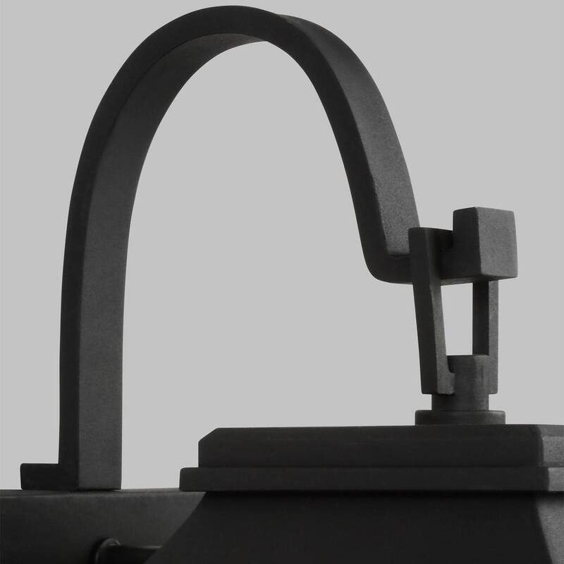 Iluminación de generación Warren Small 8.5 in. W 2-Light Textured Black Outdoor Wall Mount Lantern con paneles de vidrio transparente - OL15401TXB