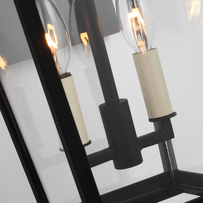 Iluminación de generación Warren Small 8.5 in. W 2-Light Textured Black Outdoor Wall Mount Lantern con paneles de vidrio transparente - OL15401TXB