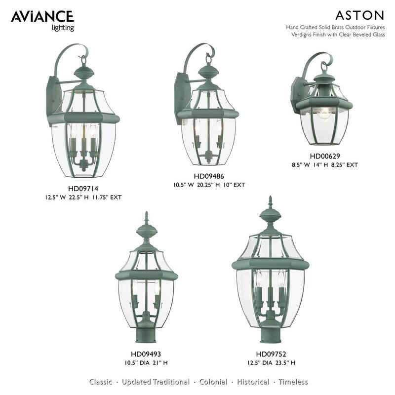 AVIANCE LIGHTING Linterna de Pared Exterior Dura Aston 14 pulgadas con Acabado Verdigris de 1 Luz y conexión Fija, No incluye focos - HD00629