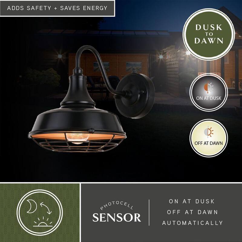 VAXCEL Dorado 1-Light Dusk to Dawn Bronze Industrial Outdoor Wall Barn Lantern with Metal Cage Cover - T0610

Lámpara de pared exterior industrial VAXCEL Dorado de 1 luz al amanecer con cubierta de jaula de metal en bronce - T0610