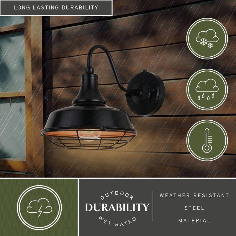 VAXCEL Dorado 1-Light Dusk to Dawn Bronze Industrial Outdoor Wall Barn Lantern with Metal Cage Cover - T0610

Lámpara de pared exterior industrial VAXCEL Dorado de 1 luz al amanecer con cubierta de jaula de metal en bronce - T0610