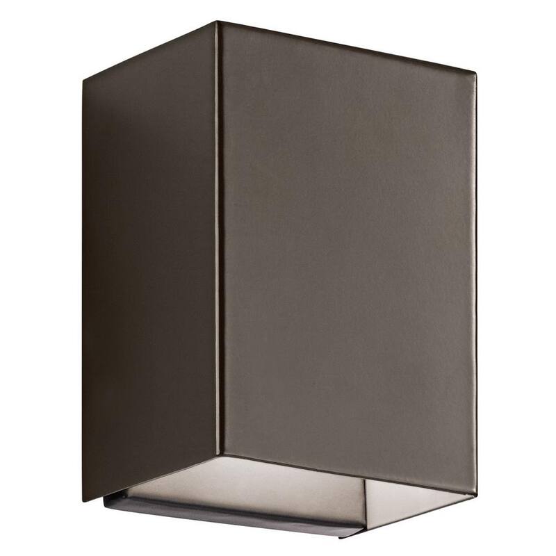 KICHLER Walden 7.25 pulgadas 1-Luz Linterna de Pared de Exterior con Cableado Duro en Bronce Arquitectónico con LED Integrado (Paquete de 1) - 49550AZLED