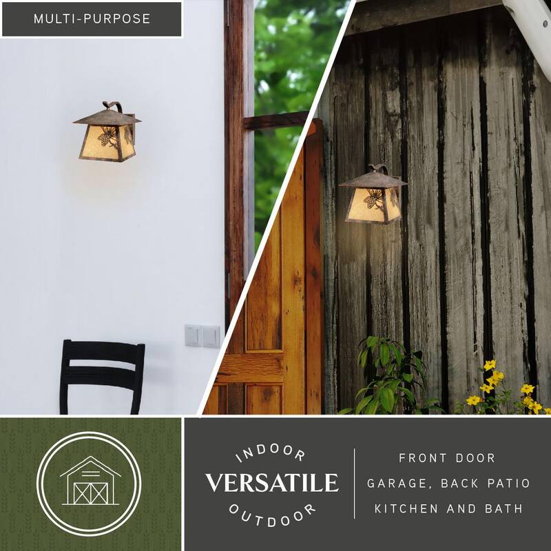 Linterna de pared exterior VAXCEL Whitebark de 1 luz en bronce rústico con cristal ámbar en forma de piña - OW50593OA