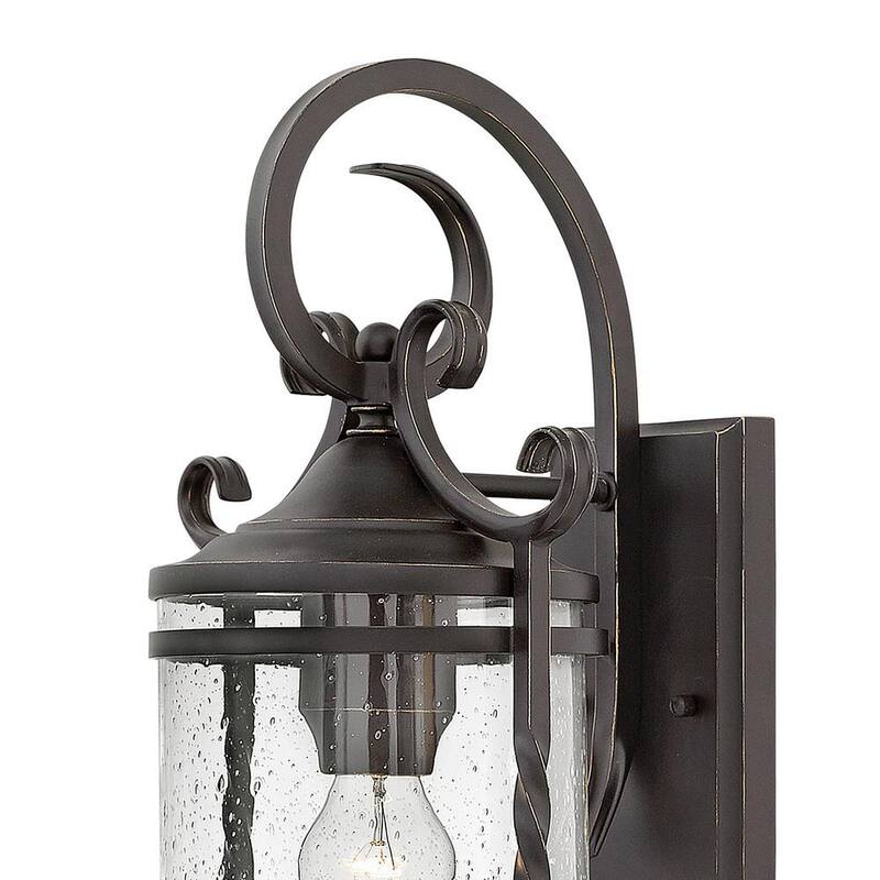HINKLEY Casa Lámpara de pared para exteriores con un foco en color negro antiguo y vidrio transparente con textura - 1144OL-CL