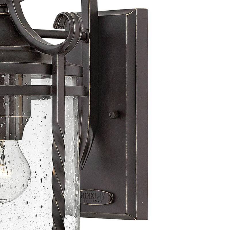 HINKLEY Casa Lámpara de pared para exteriores con un foco en color negro antiguo y vidrio transparente con textura - 1144OL-CL