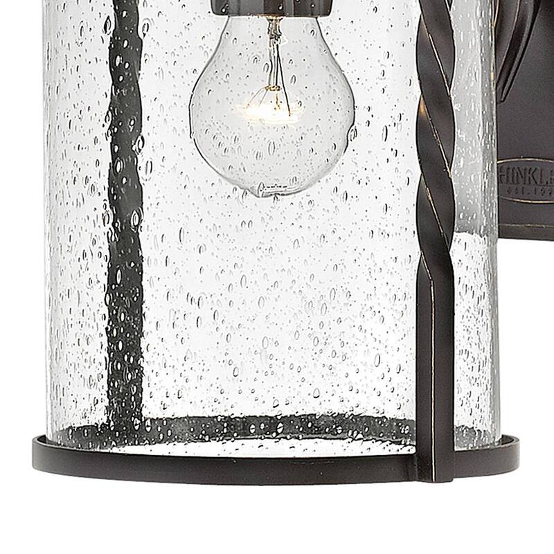 HINKLEY Casa Lámpara de pared para exteriores con un foco en color negro antiguo y vidrio transparente con textura - 1144OL-CL