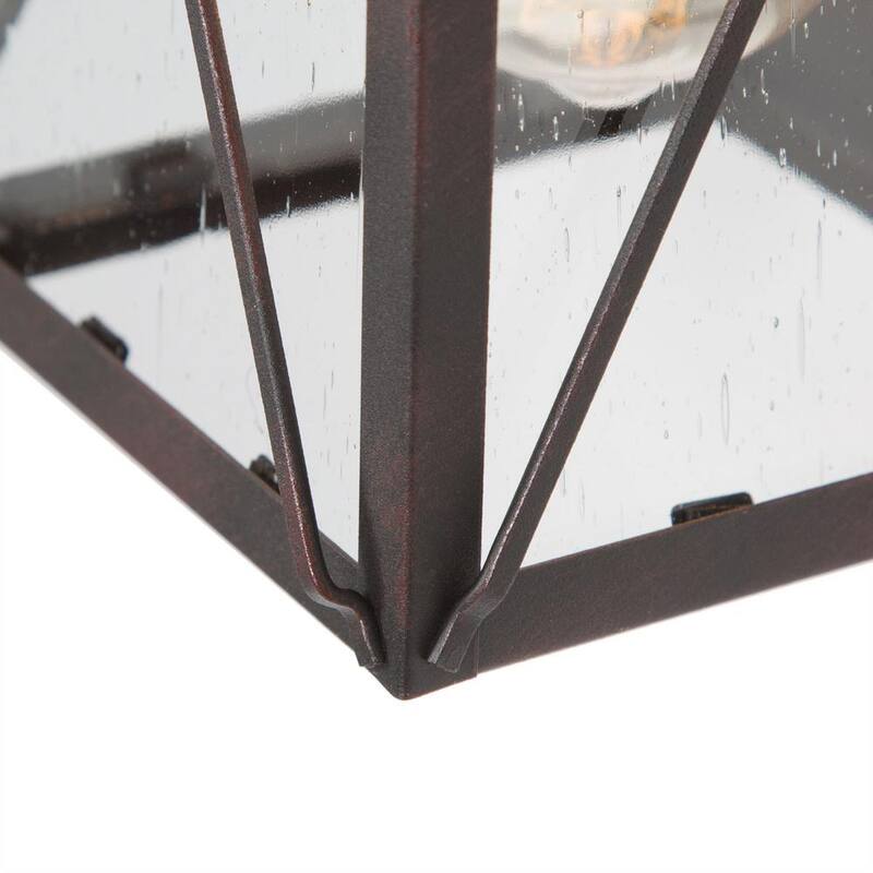 Artesano de LNC: Aplique de pared exterior de un foco en bronce rústico moderno con pantalla de vidrio sembrado claro, linterna de pared exterior (paquete de 2) - ZQF6BAHD151RDY7