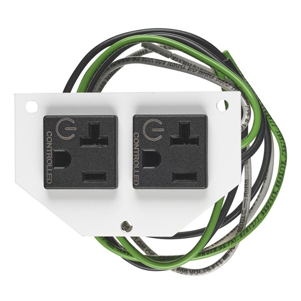 Hubbell Wiring Device-Kellems Recessed 10" Series, Sub Plate, 1/2 Perimeter, PreWired Duplex, Controlled, 25' Leads - S1R10PSPZC
