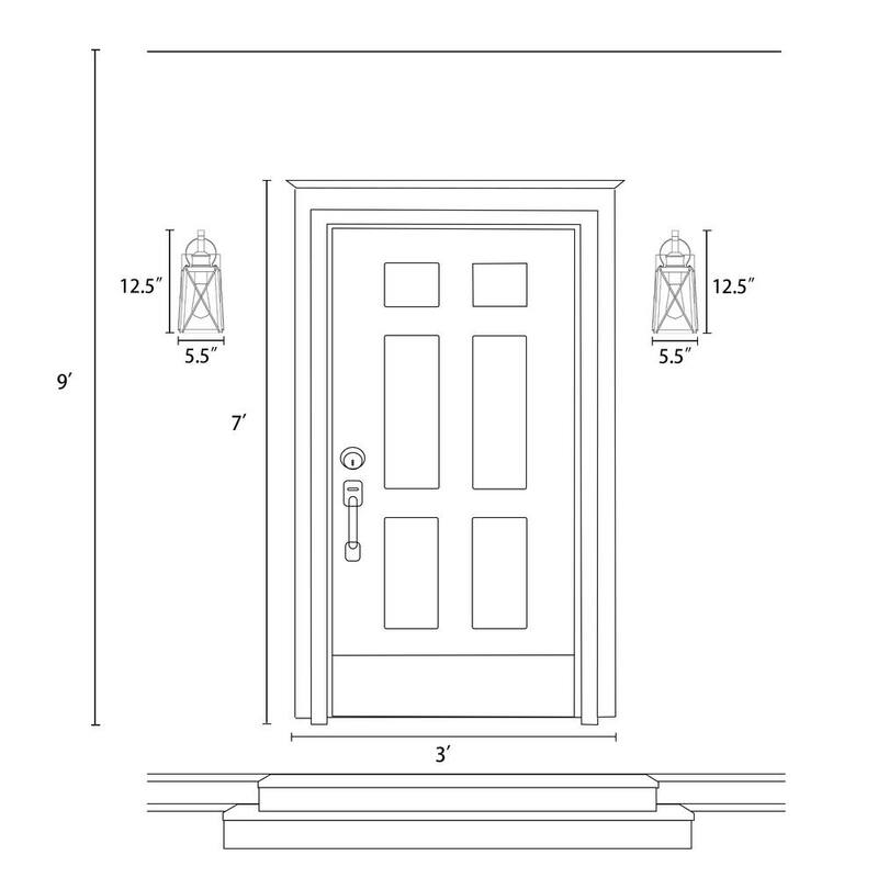 Artesano de LNC: Aplique de pared exterior de un foco en bronce rústico moderno con pantalla de vidrio sembrado claro, linterna de pared exterior (paquete de 2) - ZQF6BAHD151RDY7