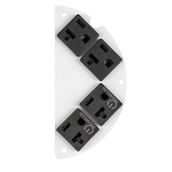 Hubbell Wiring Device-Kellems Recessed 6" Series, Sub Plate, 50% Right Side, (4) 20A Pre-Wired Receptacles (2 Controlled), 1 or 2 Circuits, 18" Leads - S1R6SPHC2