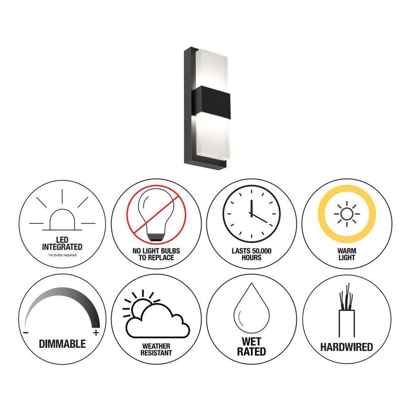 Luminaria de Pared para Garaje y Terraza Integrada de LED Negro Moderno Artika Mazza - Cableado Duro - OUT-MF-CMB