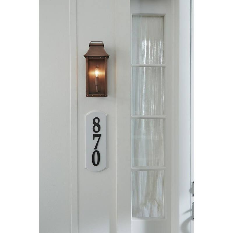 Iluminación de aclamación, colección Manchester, farol de pared exterior de patina de cobre de 1 luz - 8413CP