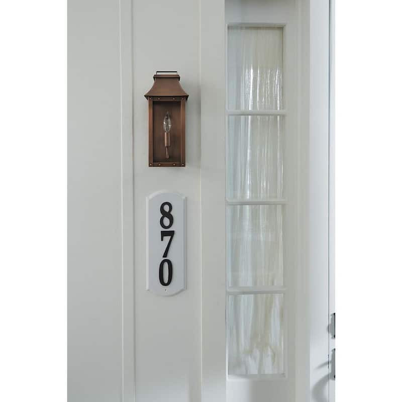 Iluminación de aclamación, colección Manchester, farol de pared exterior de patina de cobre de 1 luz - 8413CP