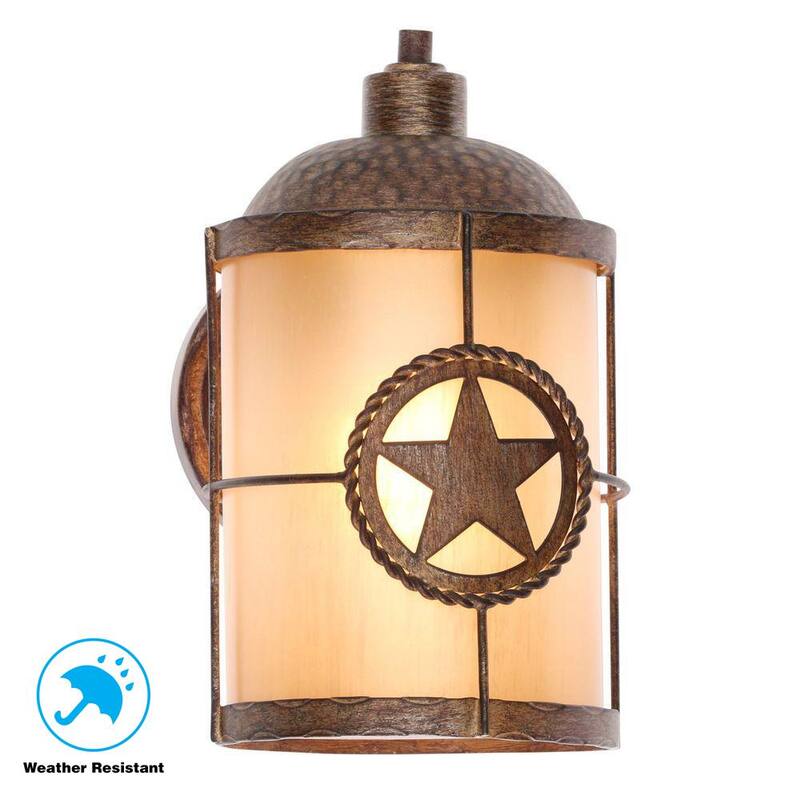 Lámpara de pared exterior Hampton Bay Lone Star de 9.62 in., 1 luz, color Arena del Desierto– 17209