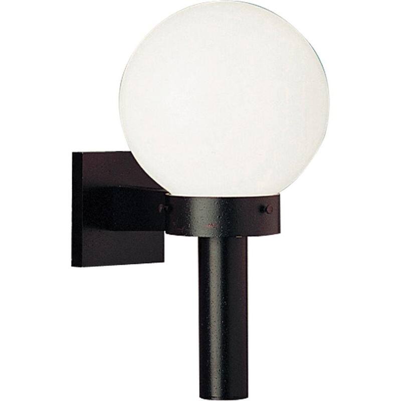 Iluminación de Progreso Globo de Acrílico 1 Luz Negro Mate Blanco Resistente a Impactos Pantalla de Acrílico Linterna de Pared Moderna para Exteriores - P5626-60