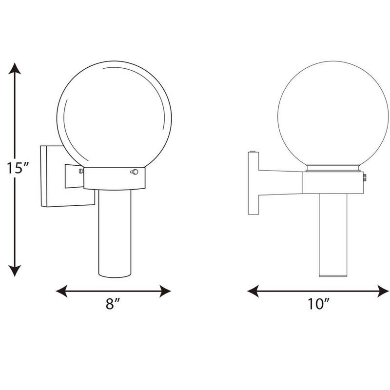 Iluminación de Progreso Globo de Acrílico 1 Luz Negro Mate Blanco Resistente a Impactos Pantalla de Acrílico Linterna de Pared Moderna para Exteriores - P5626-60