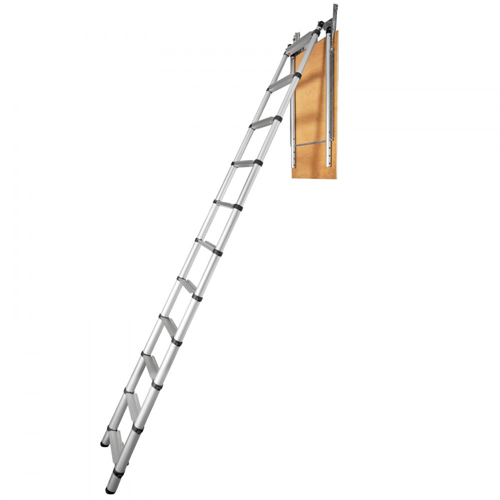 VEVOR Attic Ladder Telescoping, 350-pound Capacity, 39.37" x 23.6", Multi-Purpose Aluminium Extension, Lightweight and Portable, Fits 9.8'-10.5' Ceiling Heights, Convenient Access to Your Attic Standa - SSKKSGLTLHJ3RSMJGV0