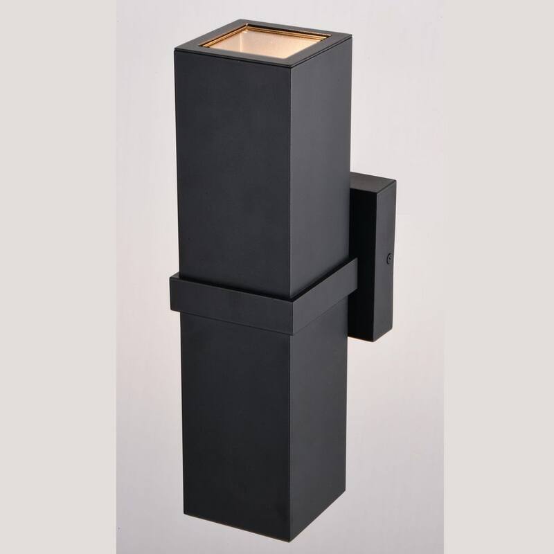 Lámpara de pared contemporánea para exteriores VAXCEL Lavage de aluminio de 2 luces en cilindro negro - Iluminación hacia arriba y hacia abajo - T0661