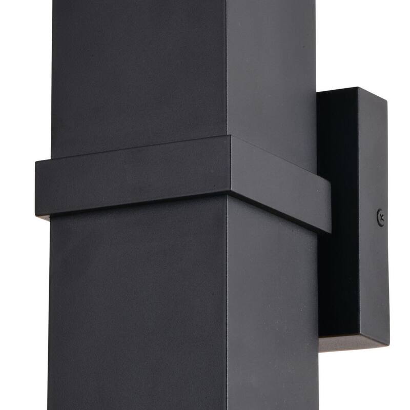 Lámpara de pared contemporánea para exteriores VAXCEL Lavage de aluminio de 2 luces en cilindro negro - Iluminación hacia arriba y hacia abajo - T0661