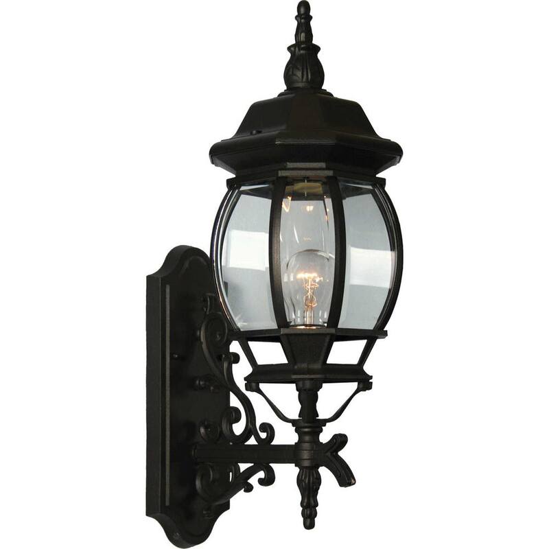 Luz de Gabinete para Exteriores de Tono Negro Cableado Duro con Pantalla de Cristal Biselado Transparente - V8750-5