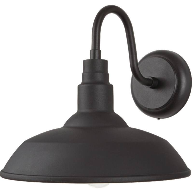 Colección de Decoradores para el Hogar Bell Ridge 13 in. 1 luz Lámpara de Pared Exterior con Linterna de Pared Dura en Negro con Pantalla Interior Dorada - HDP98269