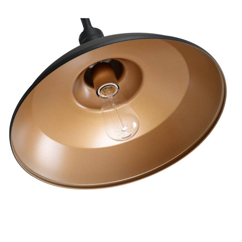 Colección de Decoradores para el Hogar Bell Ridge 13 in. 1 luz Lámpara de Pared Exterior con Linterna de Pared Dura en Negro con Pantalla Interior Dorada - HDP98269