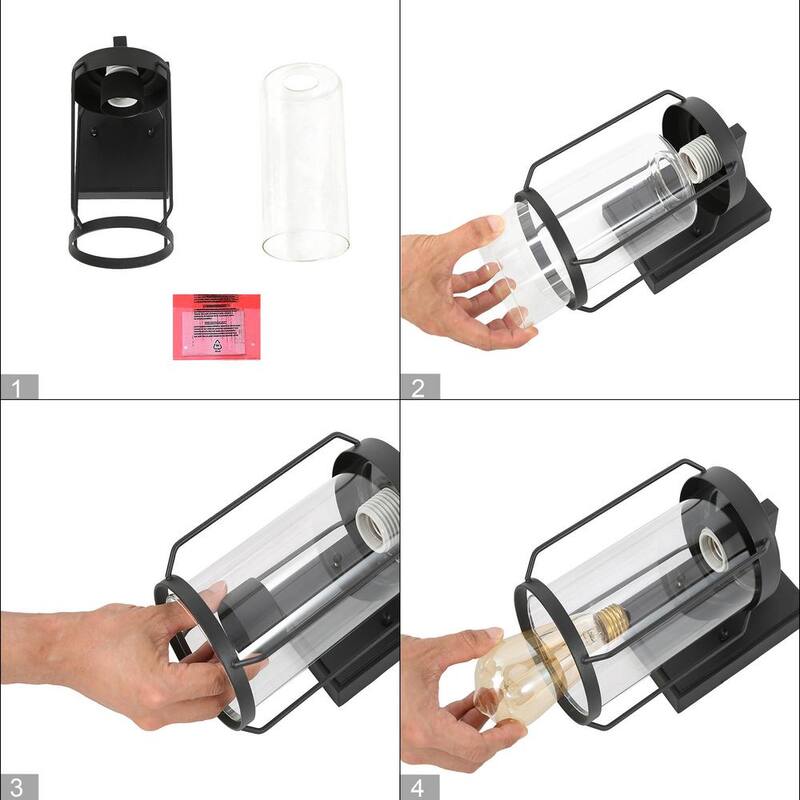 Luz de pared exterior negra moderna minimalista Uolfin, aplique de pared exterior Rhett 1-Light con pantalla de vidrio transparente - 62857IIJQFA4255