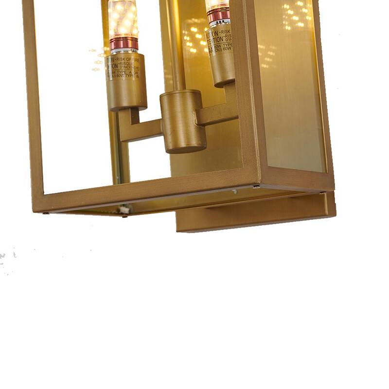 Lámpara de pared de exterior con dos luces en oro, conexión fija sin marca - KC04W16BR