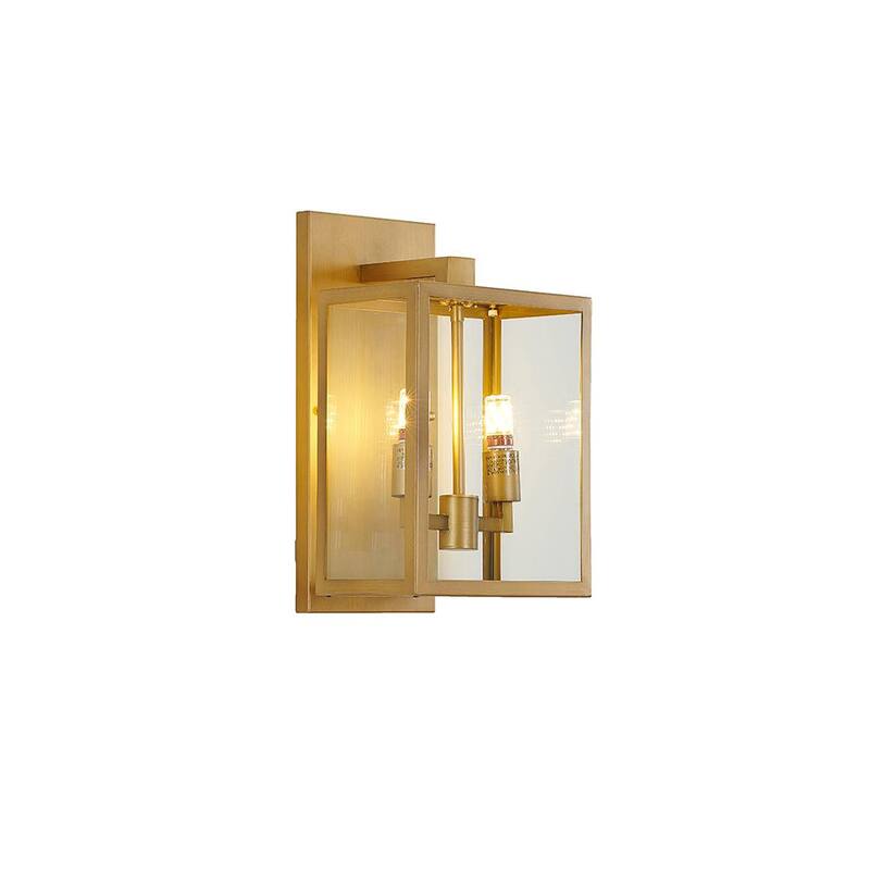 Lámpara de pared de exterior con dos luces en oro, conexión fija sin marca - KC04W16BR