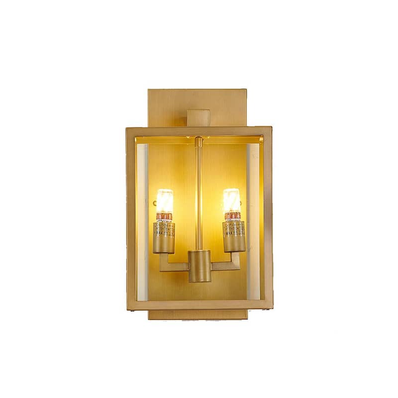 Lámpara de pared de exterior con dos luces en oro, conexión fija sin marca - KC04W16BR