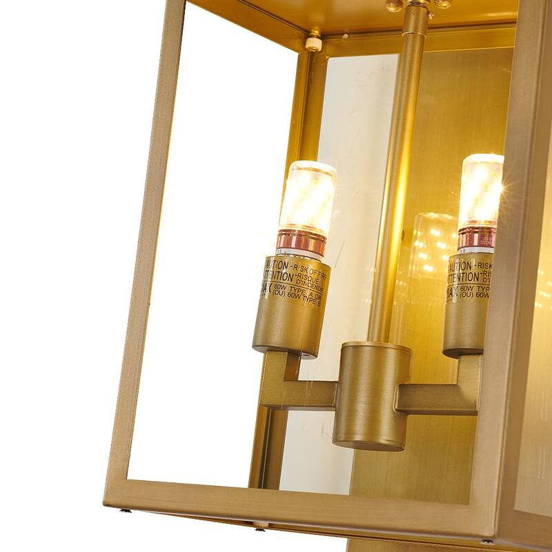 Lámpara de pared de exterior con dos luces en oro, conexión fija sin marca - KC04W16BR