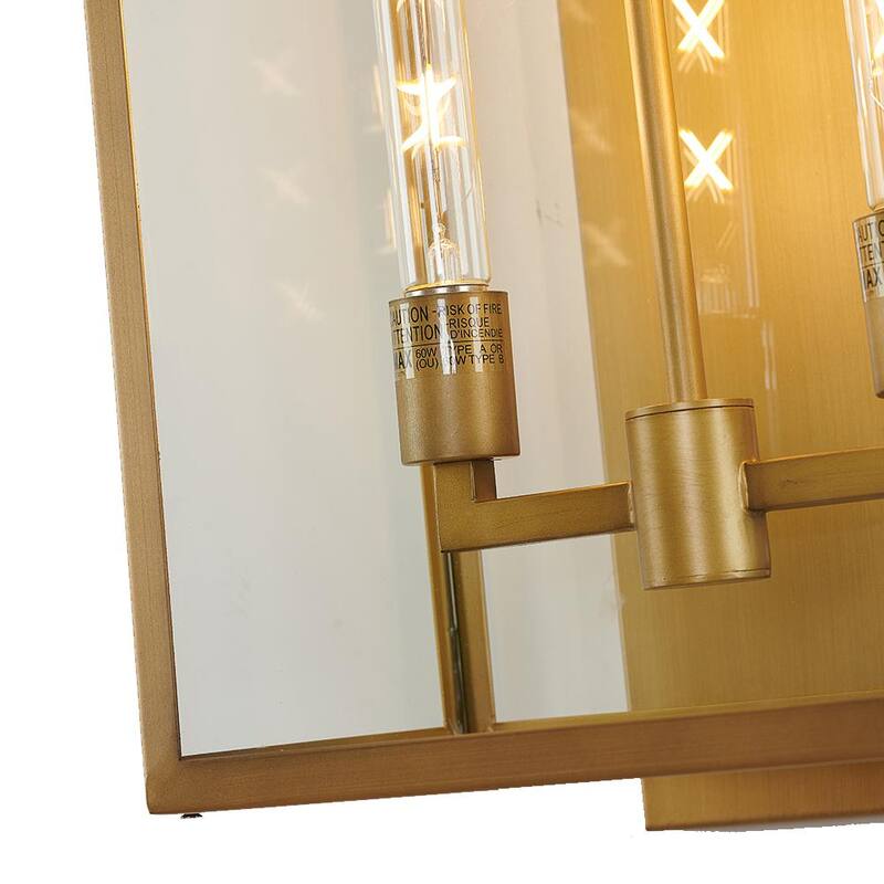 Lámpara de pared de exterior con dos luces en oro, conexión fija sin marca - KC04W16BR