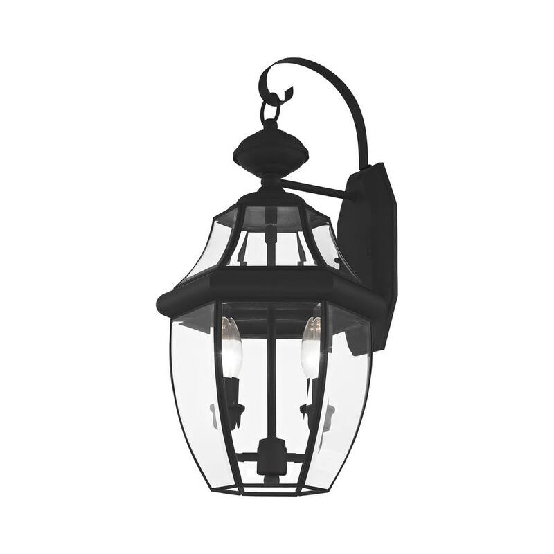 Lámpara de pared exterior con farol Aviance Lighting Aston de 20.25 pulgadas y 2 luces en color negro con cableado duro y sin incluir bombillas - HD00681
