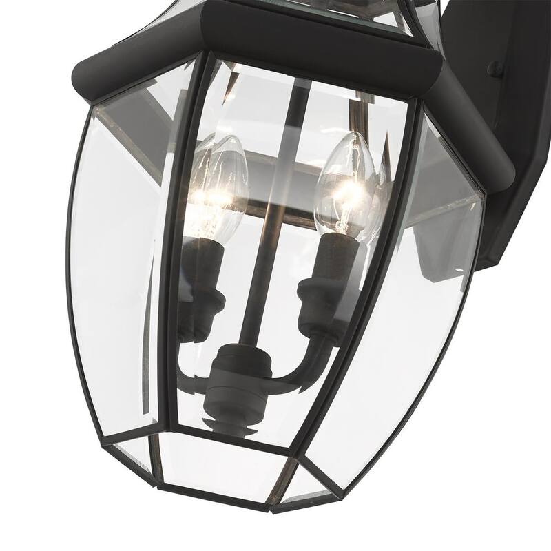 Lámpara de pared exterior con farol Aviance Lighting Aston de 20.25 pulgadas y 2 luces en color negro con cableado duro y sin incluir bombillas - HD00681
