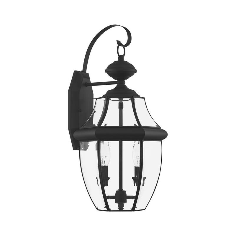 Lámpara de pared exterior con farol Aviance Lighting Aston de 20.25 pulgadas y 2 luces en color negro con cableado duro y sin incluir bombillas - HD00681