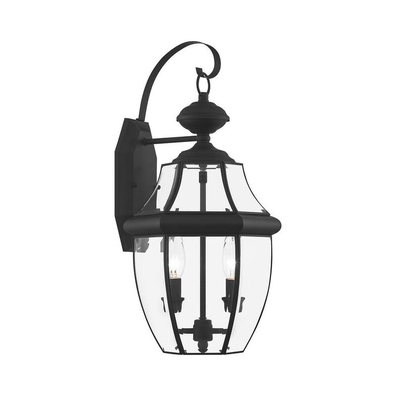 Lámpara de pared exterior con farol Aviance Lighting Aston de 20.25 pulgadas y 2 luces en color negro con cableado duro y sin incluir bombillas - HD00681