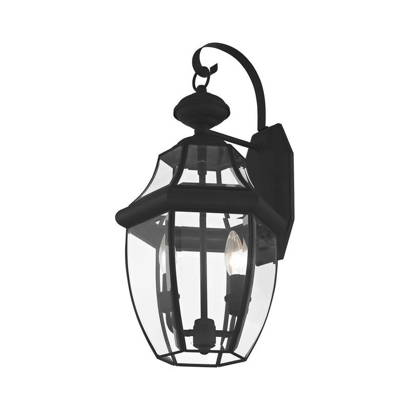 Lámpara de pared exterior con farol Aviance Lighting Aston de 20.25 pulgadas y 2 luces en color negro con cableado duro y sin incluir bombillas - HD00681