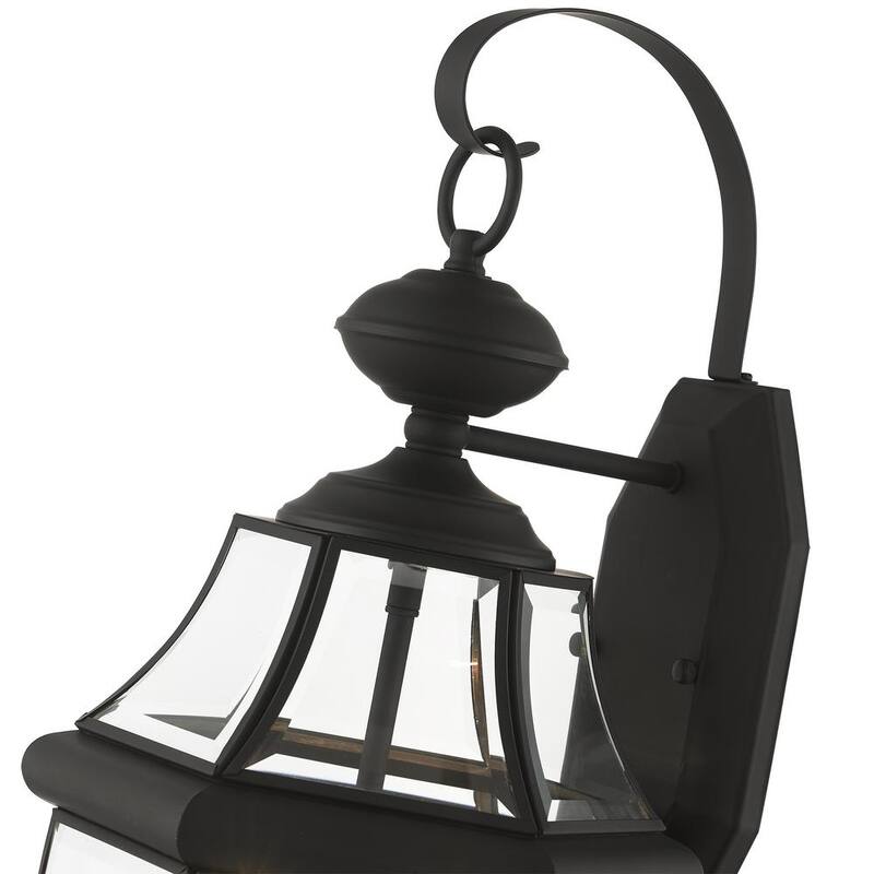 Lámpara de pared exterior con farol Aviance Lighting Aston de 20.25 pulgadas y 2 luces en color negro con cableado duro y sin incluir bombillas - HD00681