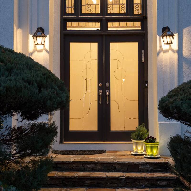 GAMA SONIC Polaris 1-Luz Negro Atardecer a Amanecer Lámpara de Pared Solar Exterior Integrada LED Blanco Cálido con Foco Incluido - 177010