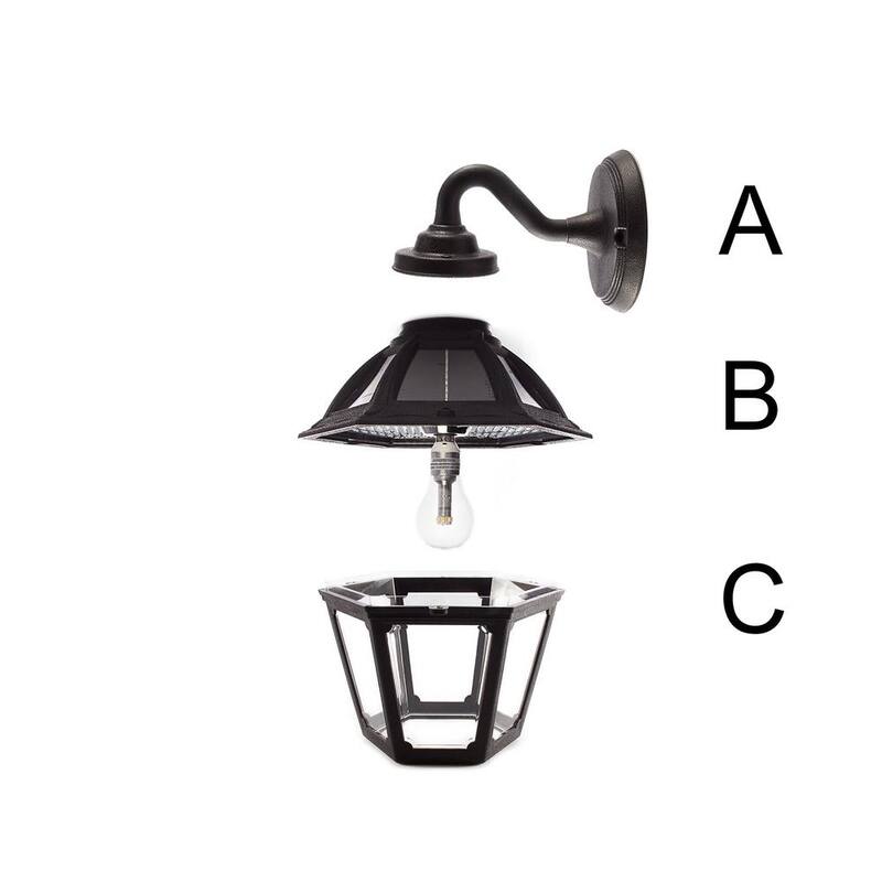 GAMA SONIC Polaris 1-Luz Negro Atardecer a Amanecer Lámpara de Pared Solar Exterior Integrada LED Blanco Cálido con Foco Incluido - 177010