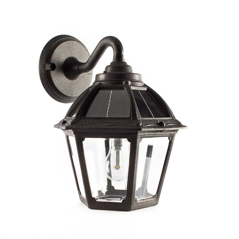 GAMA SONIC Polaris 1-Luz Negro Atardecer a Amanecer Lámpara de Pared Solar Exterior Integrada LED Blanco Cálido con Foco Incluido - 177010