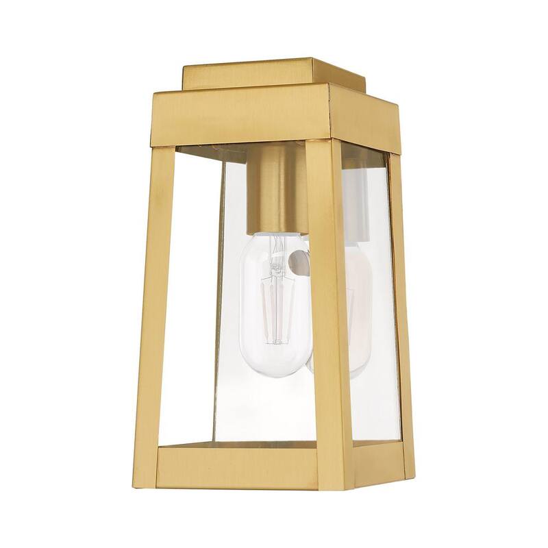AVIANCE LIGHTING Vaughn 9.5 in. Linterna de Pared para Exteriores con Cableado Duro y 1 Luz en Latón Satinado sin focos incluidos - HD59344