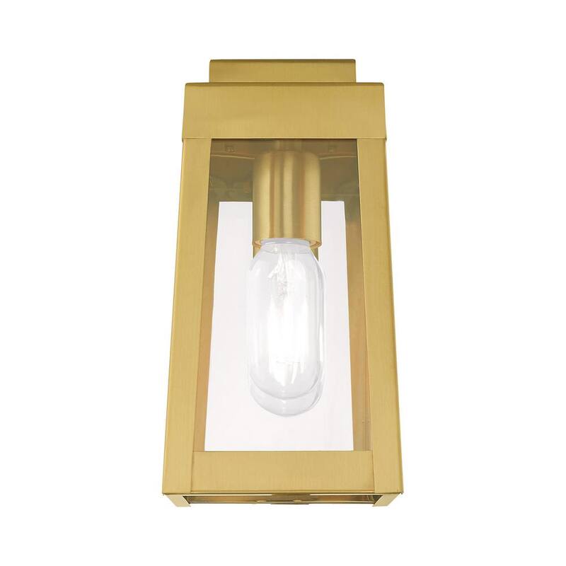 AVIANCE LIGHTING Vaughn 9.5 in. Linterna de Pared para Exteriores con Cableado Duro y 1 Luz en Latón Satinado sin focos incluidos - HD59344
